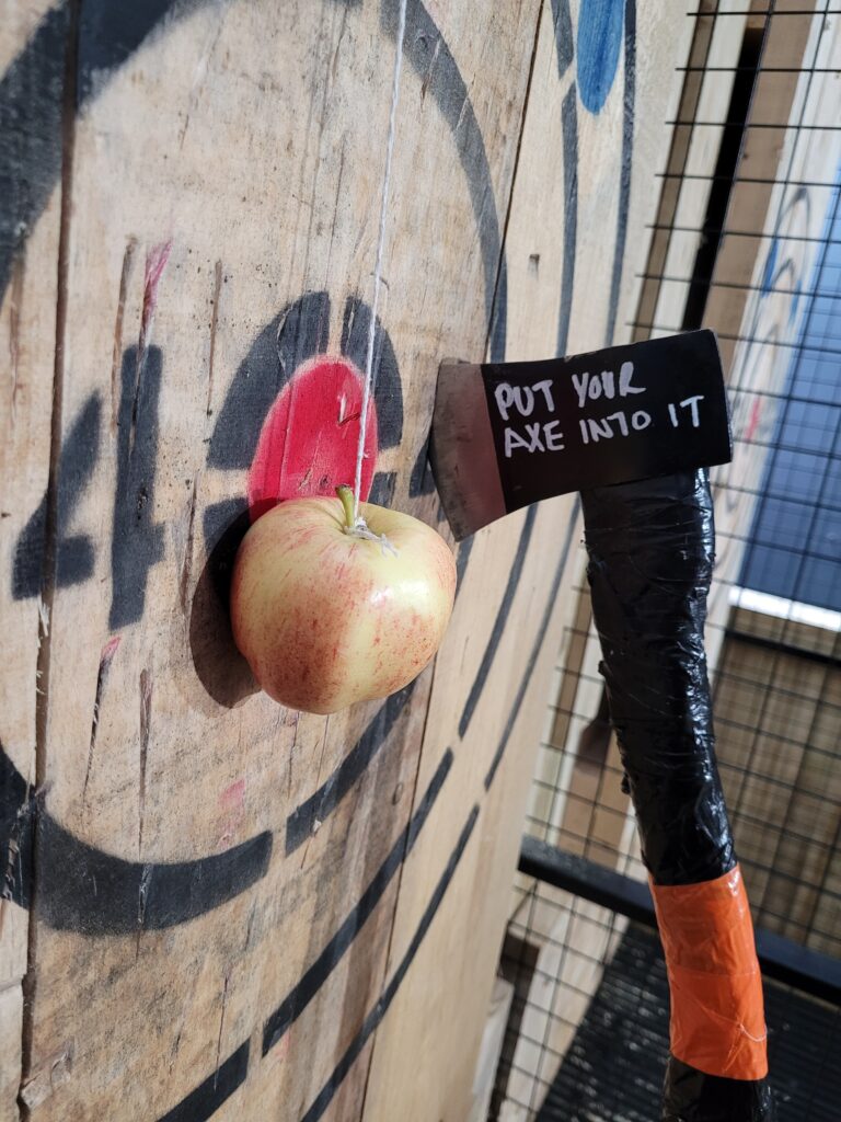 apple smashing axe throwing